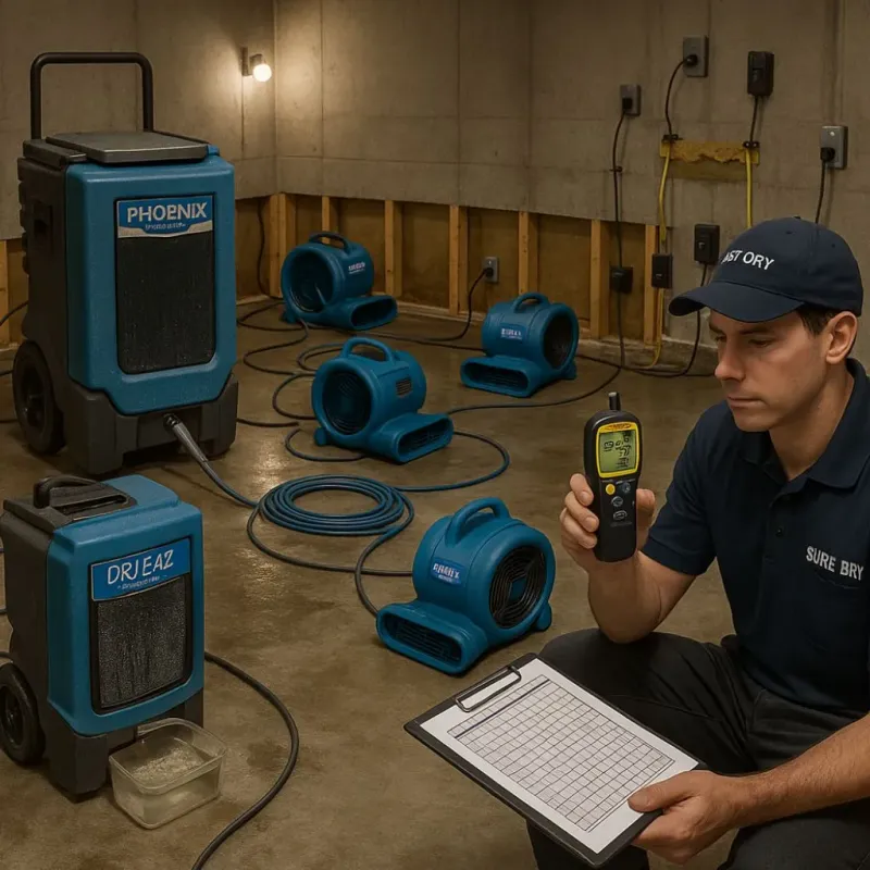 Structural Drying and Dehumidification process in Spring Lake, NC